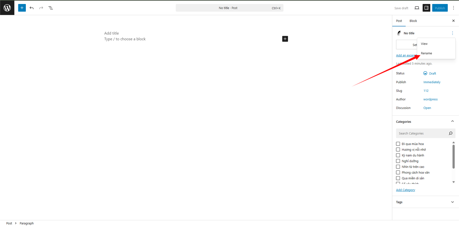 Giao diện thêm tiêu đề bài viết 2