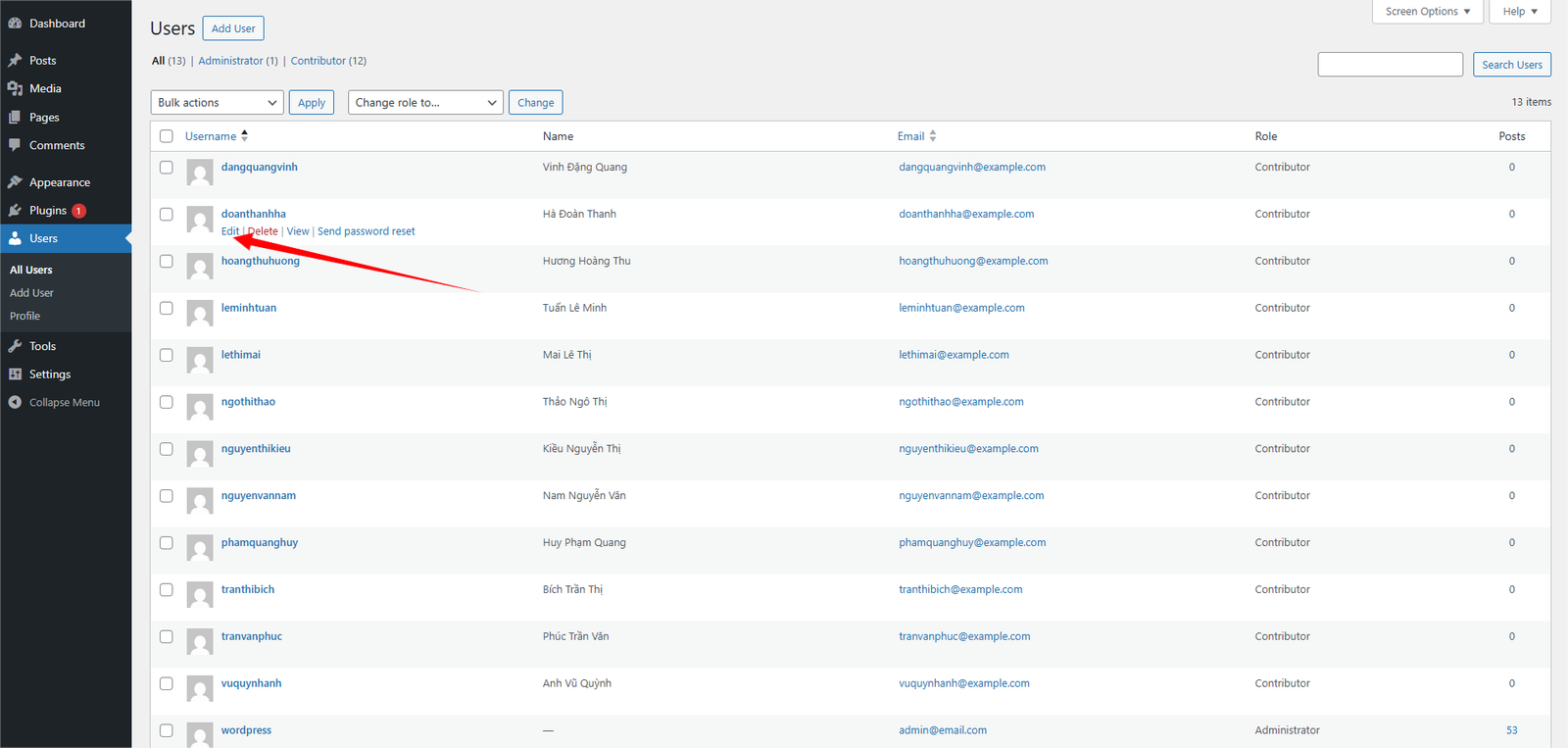 Chỉnh sửa người dùng